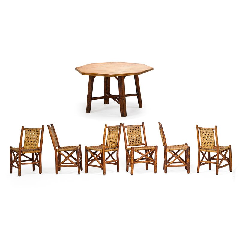 OLD HICKORY Dining table and six chairs (1 of 2)