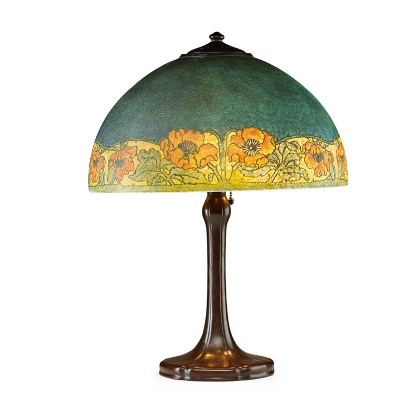 HANDEL Table lamp, poppy border shade (1 of 3)