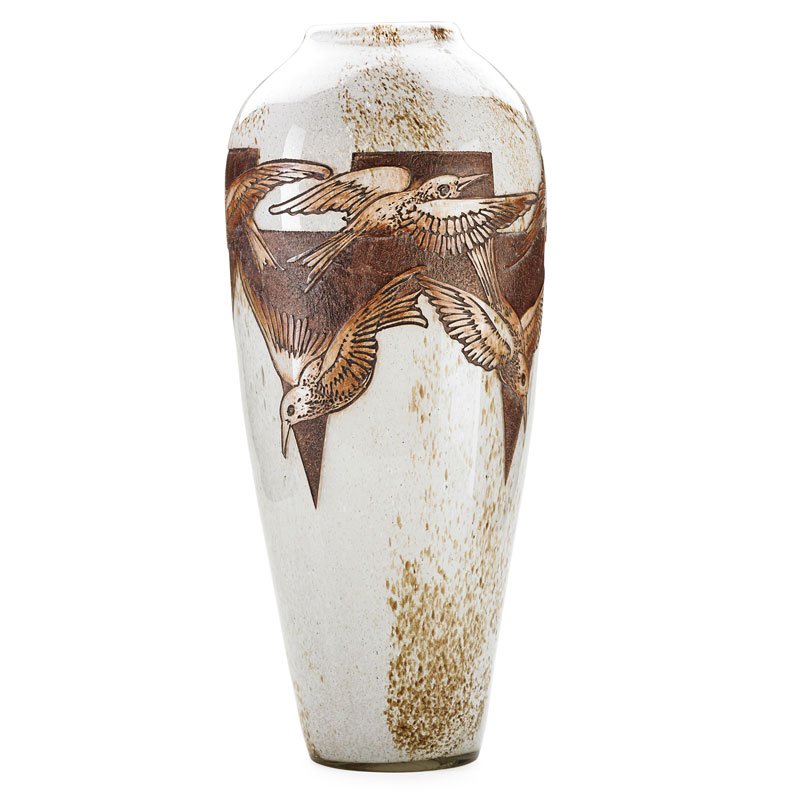 LEGRAS Tall glass vase (1 of 2)
