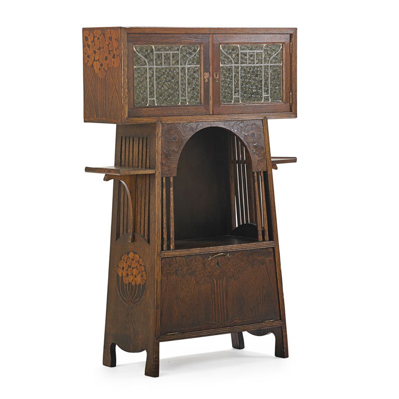 EUROPEAN ART NOUVEAU Oak cabinet (1 of 2)