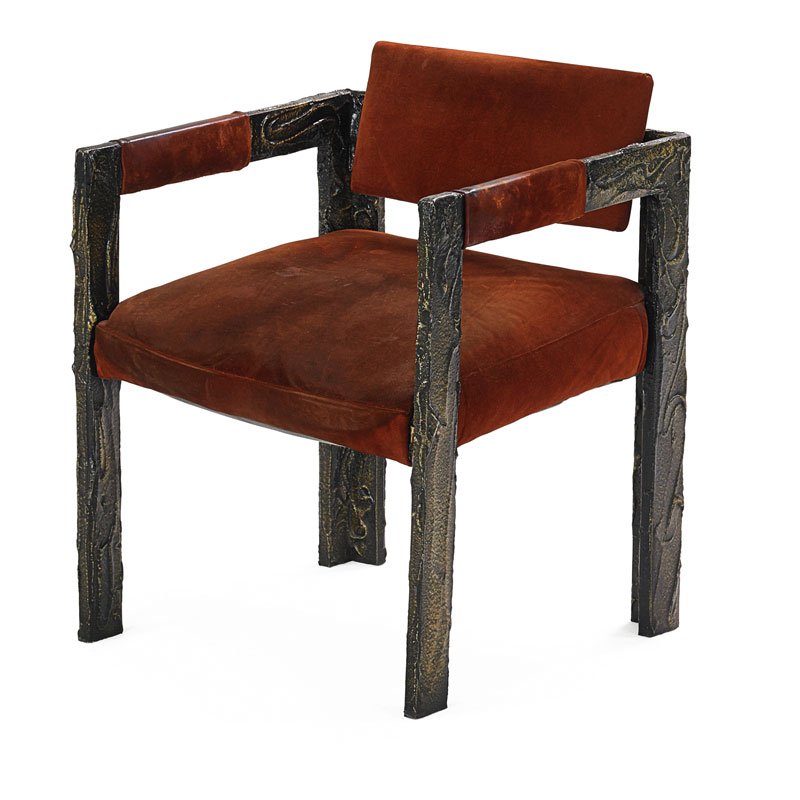 PAUL EVANS Sculptured Metal armchair (1 of 5)