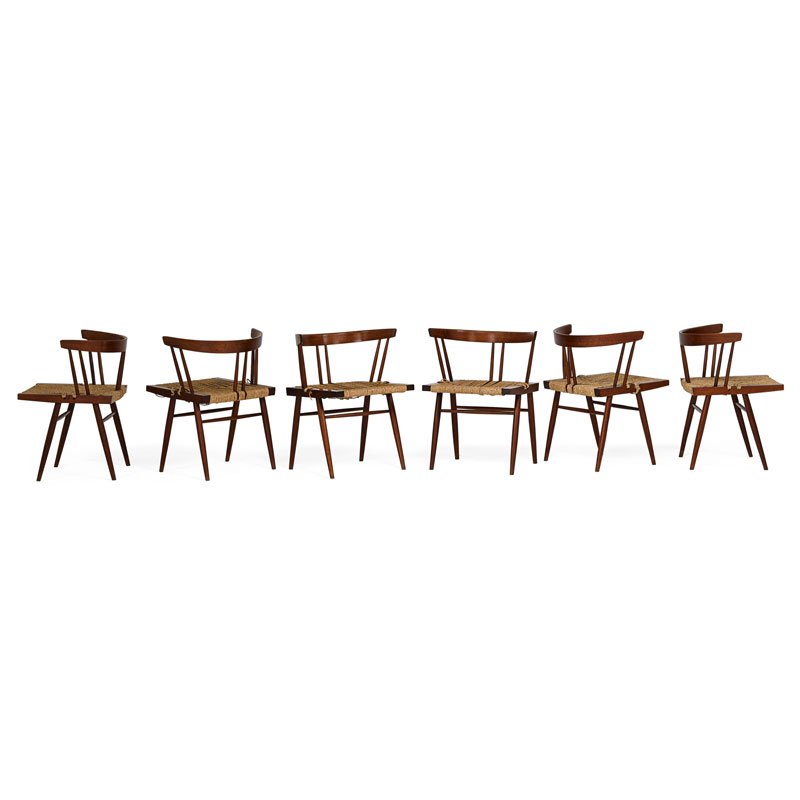 GEORGE NAKASHIMA Six grass-seated chairs (1 of 2)