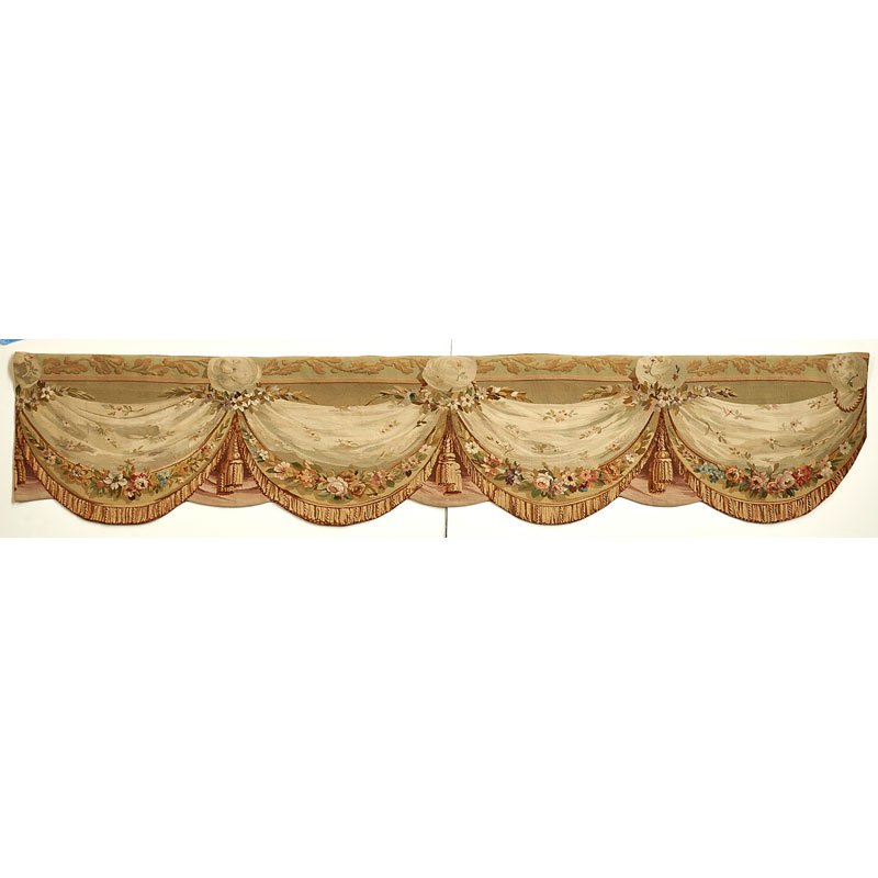 AUBUSSON: Swag panel; 125 1/2" x 46"