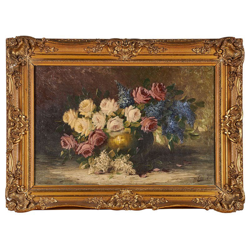 GEORGES DUVAL (French, 1920-1993): Oil on canvas; Untitled (floral still life) (framed); Signed; 24" x 35 1/2"