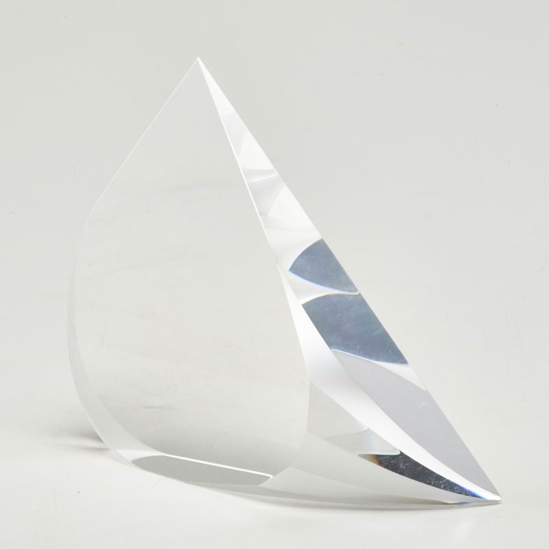 CHRISTOPHER RIES (b. 1952): "Celebration" optical glass sculpture, Pennsylvania, 1999; Unmarked; 5 3/4" x 8 1/2" x 2 1/2"
