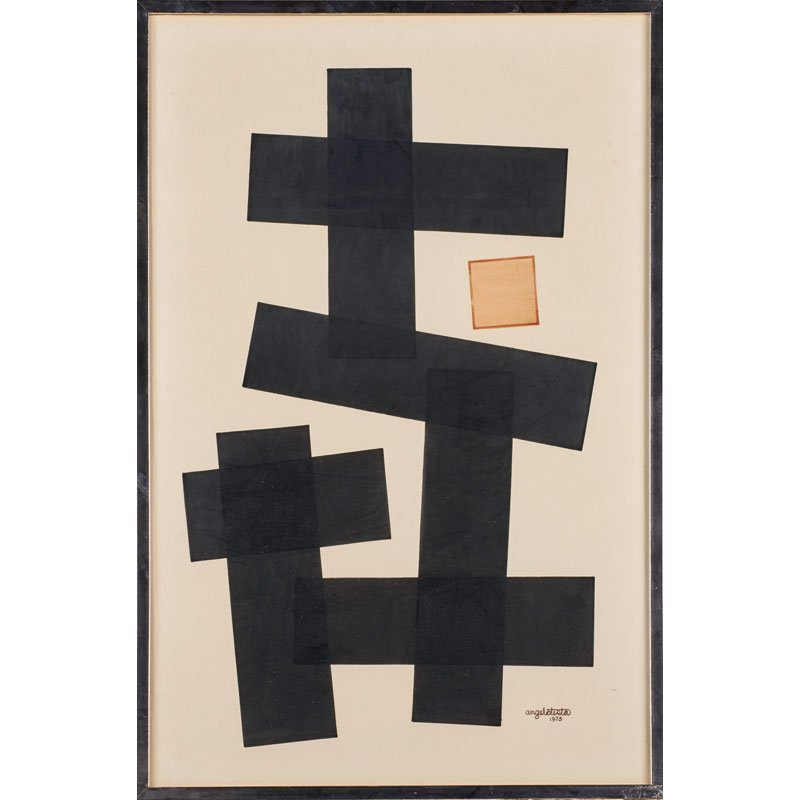 ANGELO TESTA (American, 1918-1984): Watercolor and ink on paper; Untitled (abstract), 1973 (framed); Signed and dated; 30" x 20" (sheet)