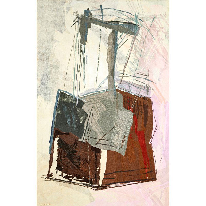 CALMAN SHEMI (Argentinean, b. 1939): Soft painting; "Broken Structures", 1988 (unframed); Signed and marked in field; 97 1/2" x 62 1/2"