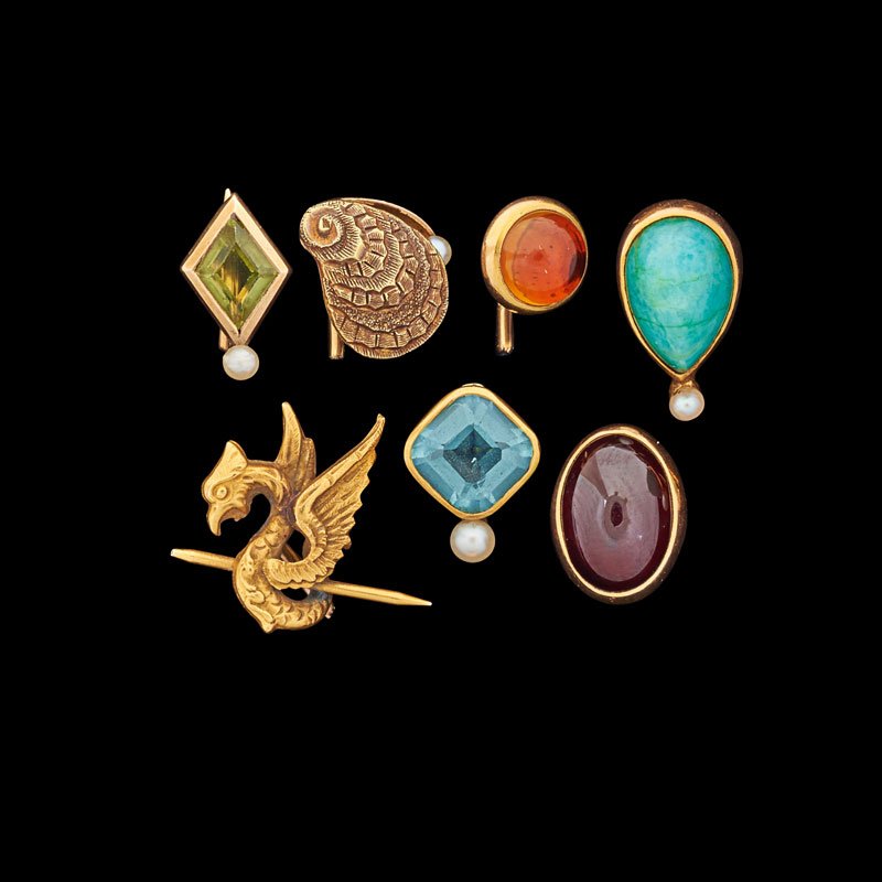 COLLECTION OF ANTIQUE GEM-SET GOLD STICKPINS (1 of 1)