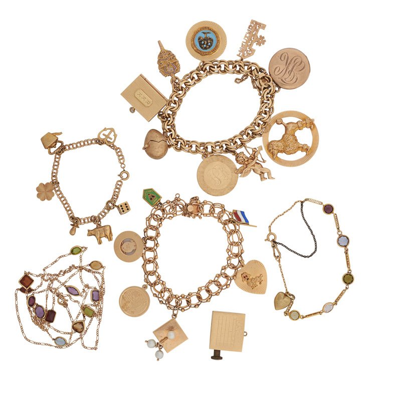 YELLOW GOLD CHARM BRACELETS & GEM-SET JEWELRY (1 of 1)