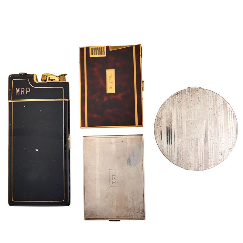 THREE CIGARETTE CASES & STERLING COMPACT (1 of 1)