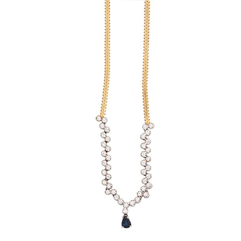 DIAMOND, SAPPHIRE & YELLOW GOLD NECKLACE (1 of 1)