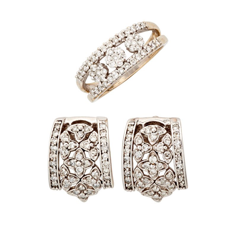 DIAMOND & WHITE GOLD RINGS, EARRINGS (1 of 1)