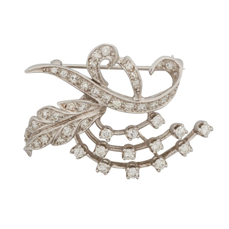 DIAMOND & WHITE GOLD SPRAY BROOCH (1 of 1)