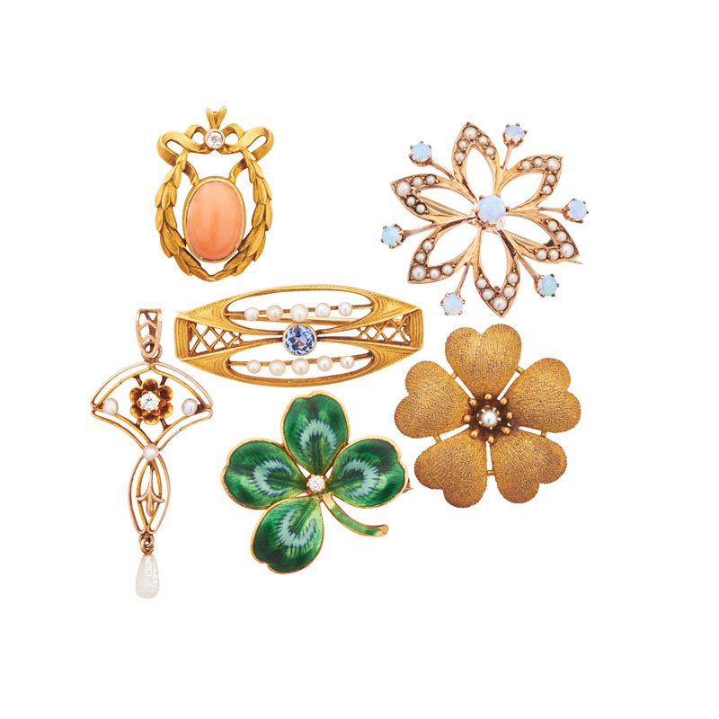 SIX EDWARDIAN GOLD JEWELS (1 of 1)