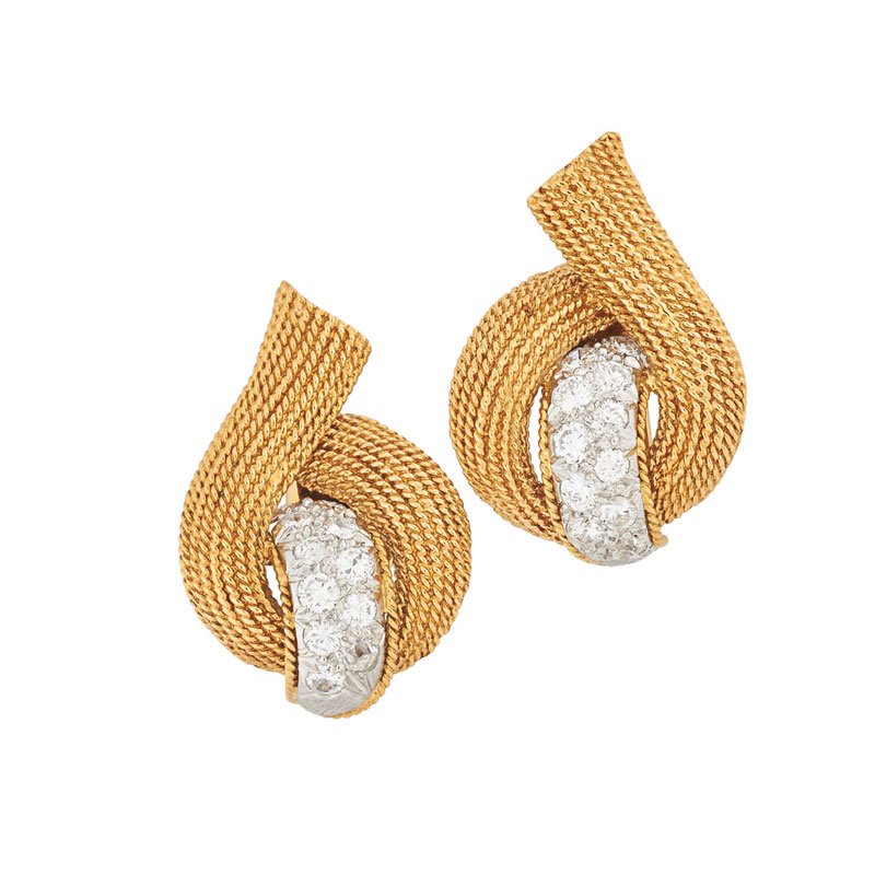 DAVID WEBB DIAMOND & GOLD EAR CLIPS (1 of 1)