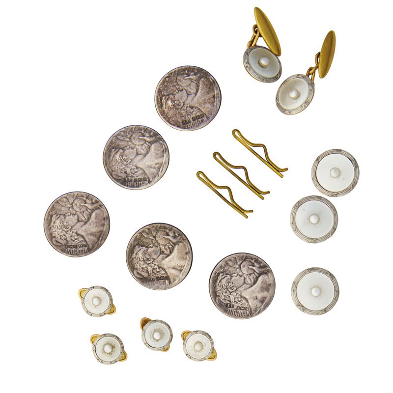FRENCH GOLD TUXEDO SET & ENGLISH SILVER BUTTONS (1 of 4)
