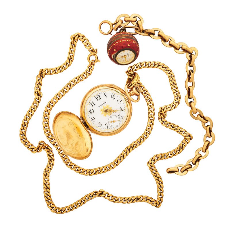 TWO MECHANICAL TIMEPIECE GOLD JEWELS (1 of 2)