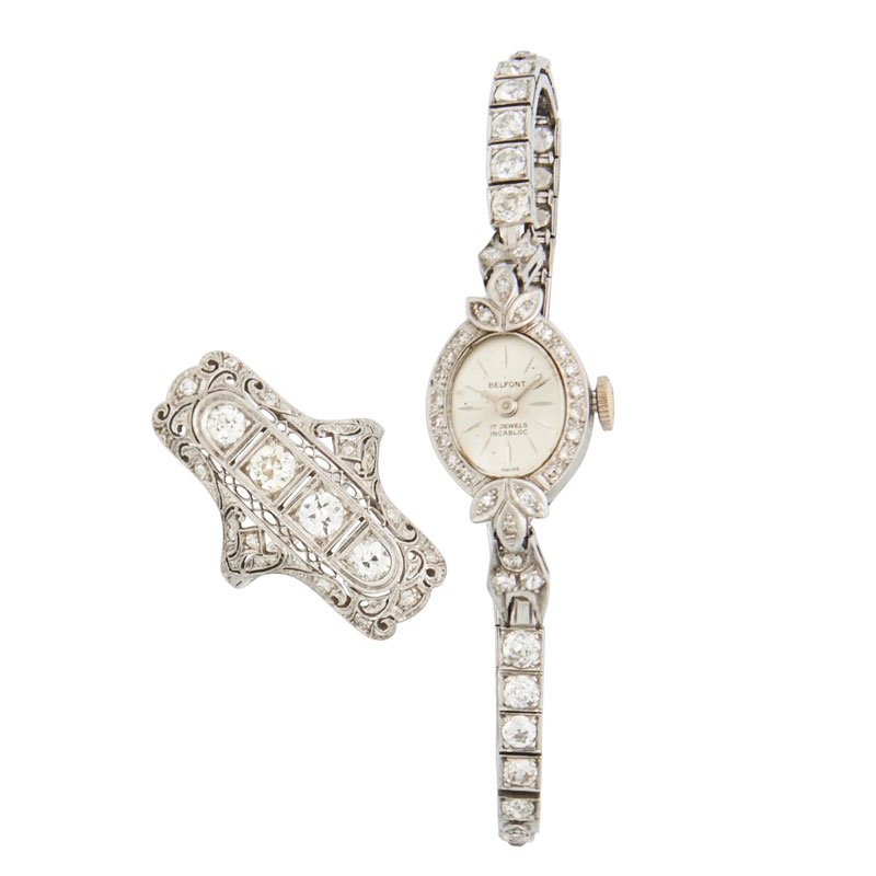 DIAMOND & PLATINUM WATCH & RING (1 of 1)