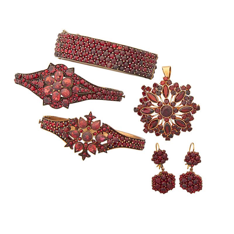 SIX BOHEMIAN GARNET PAVE JEWELS (1 of 1)