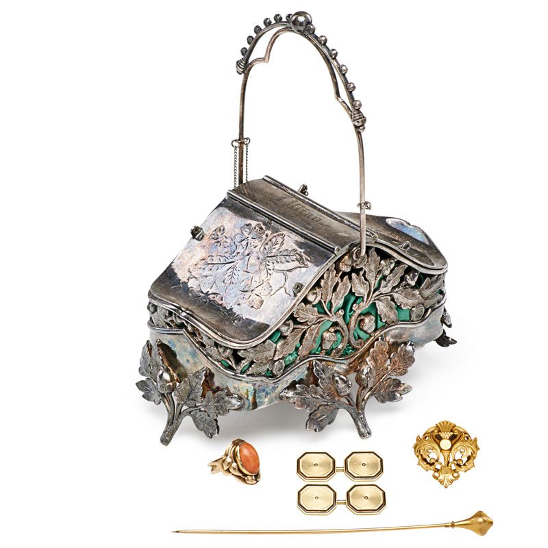 EDWARDIAN GOLD JEWELRY & PAIRPOINT JEWELRY CASKET (1 of 2)