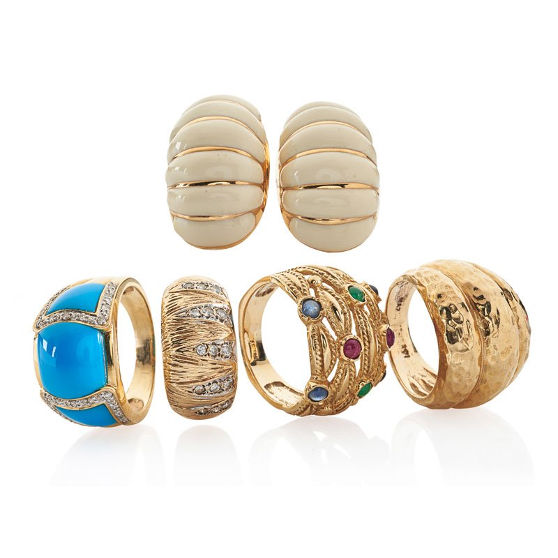 SIX PIECES OF TAILORED YELLOW GOLD JEWELRY (1 of 1)