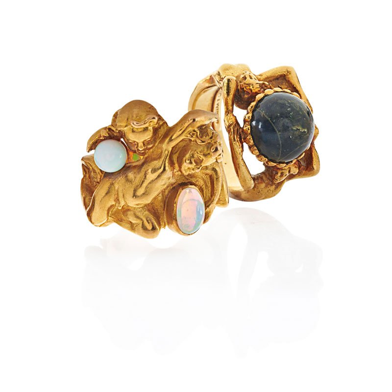 TWO FIGURAL YELLOW GOLD, GEM-SET RINGS INCL. CARRERA Y (1 of 1)