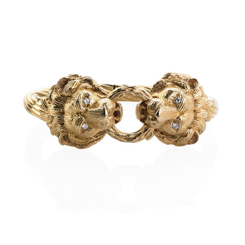 VAN CLEEF & ARPELS 14K GOLD LION MASK BRACELET (1 of 1)