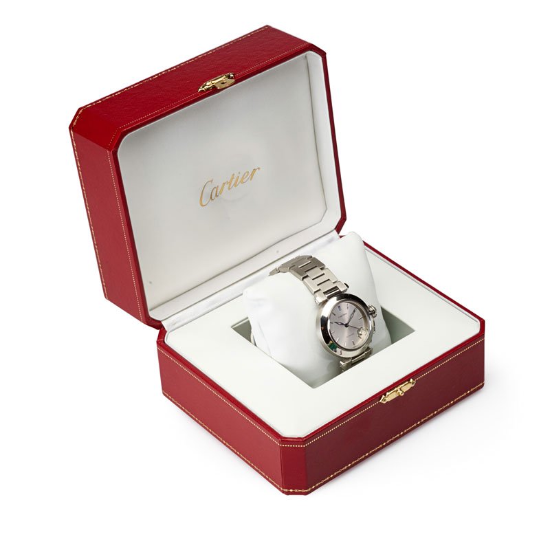 LADIES CARTIER STAINLESS STEEL PASHA GMT WRISTWATCH (1 of 3)