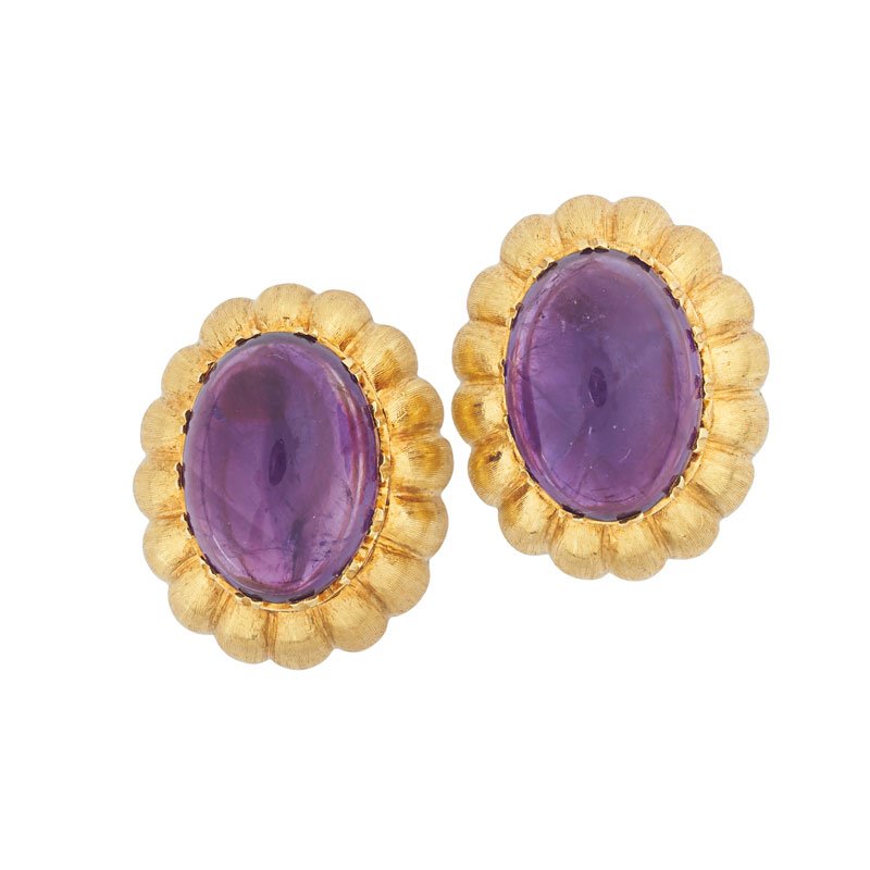 BORIS LEBEAU AMETHYST & YELLOW GOLD EARRINGS (1 of 1)