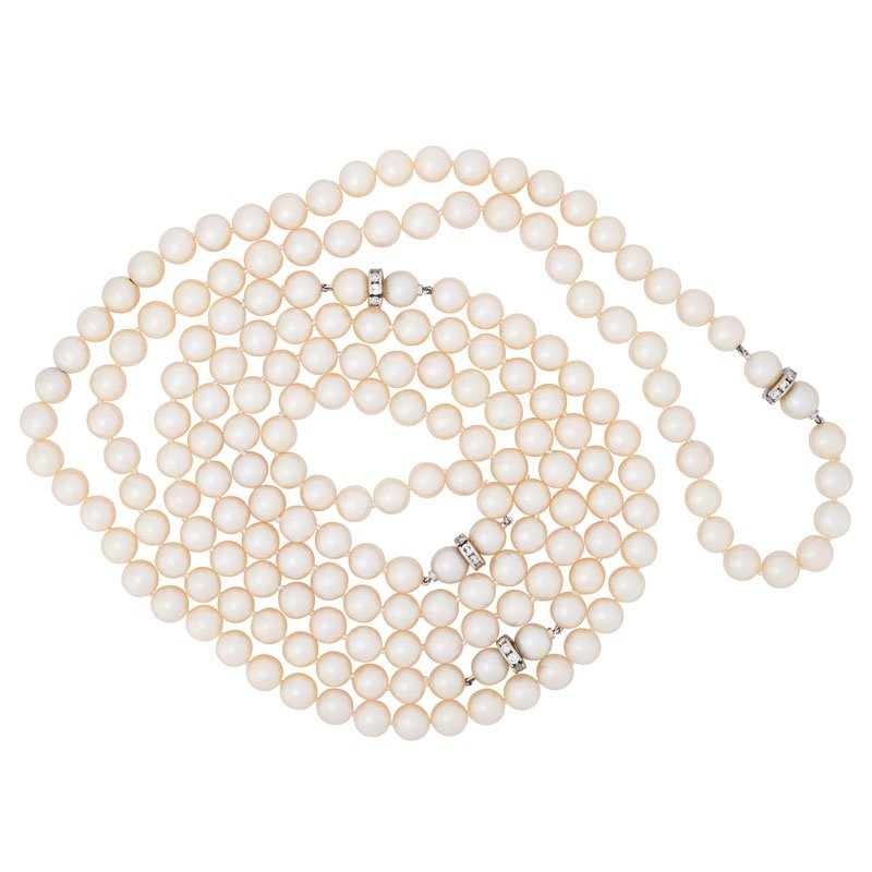 CULTURED SALTWATER PEARL & DIAMOND ROPE (1 of 1)