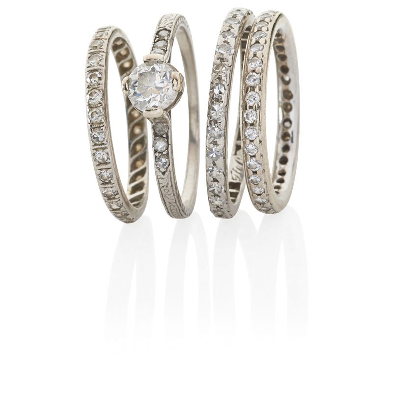 ANTIQUE DIAMOND & PLATINUM ENGAGEMENT RINGS & BANDS (1 of 1)