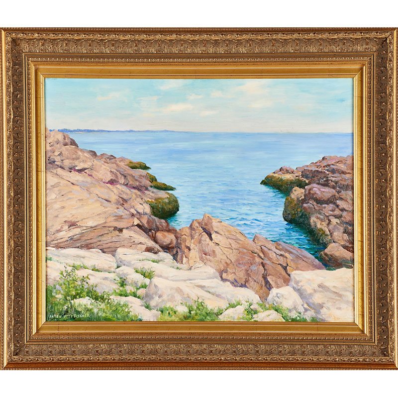 ANTON OTTO FISCHER (German/American, 1882-1962): Untitled (coastal scene); Oil on canvas (framed); Signed; 20" x 28"; Provenance: Private Collection, New Jersey Estate