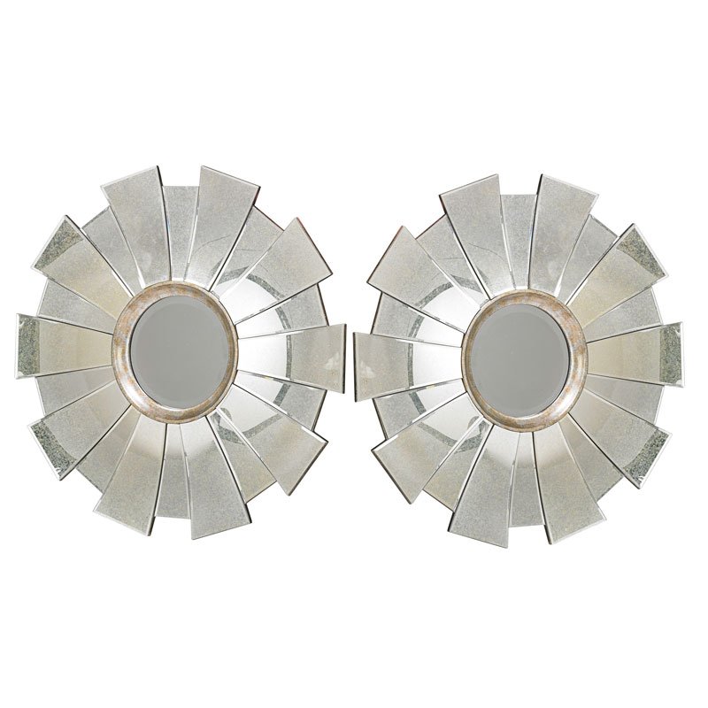 PAIR OF SUNBURST MIRRORS: 21st c.; 39 1/2"
