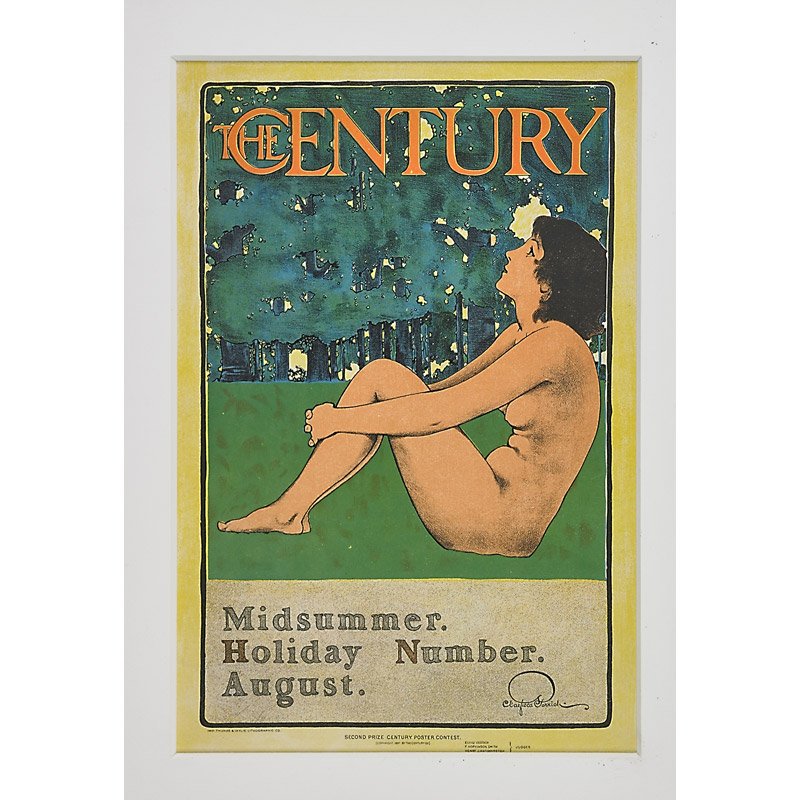 Two works of art (Les Maitres de L'Affiche): Maxfield Parrish (American, 1870–1966); The Century: Midsummer. Holiday Number. August, 1897; Lithograph in colors (framed); 12 7/8" x 8 3/4" (sight); Georges de Feure (Dutch, 1868–1943); Le Journ