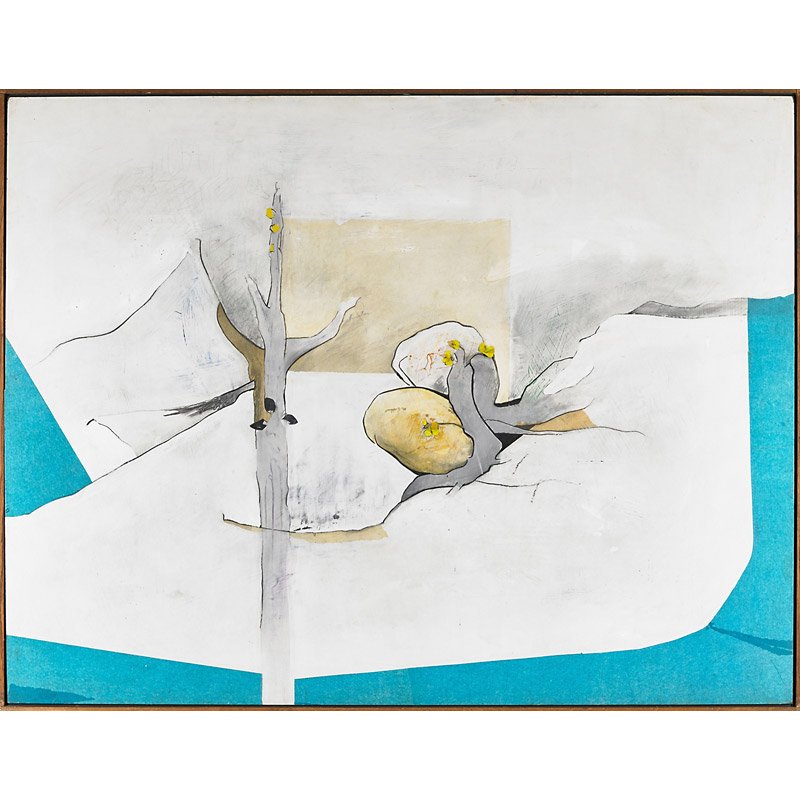 David Hare (American, 1917-1992): Mountain Spring, 1969; Oil on Masonite (framed); Signed, dated and titled; 48 1/8" x 52"; Provenance: Staempfli Gallery, New York (label on verso); Private Collection, Pennsylvania