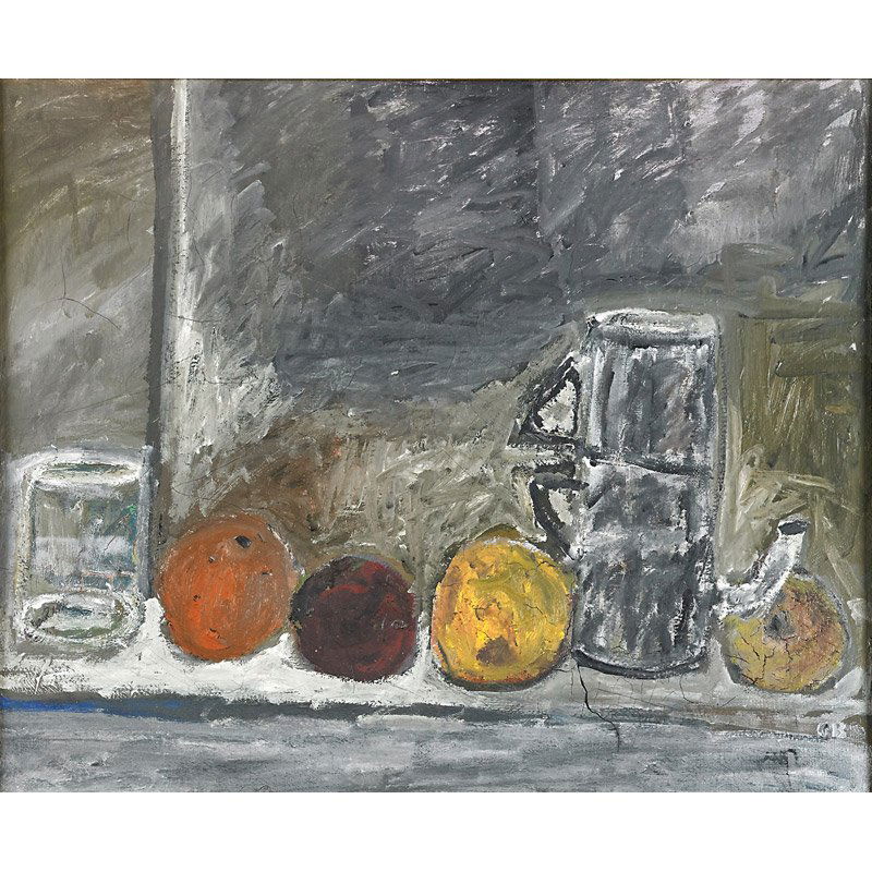 Gandy Brodie (American, 1925-1975): Still Life with Coffee Pot; Oil on board; Initialed; 21 3/8" x 25 1/2"; Provenance: Private Collection, New Jersey