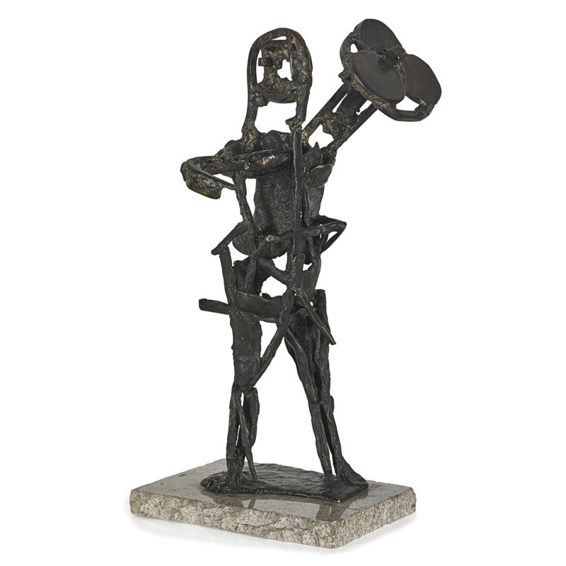 Abbott Pattison (American, 1916-1999): Warrior; Bronze on stone; Signed; 15" high; 15 3/4" (with base); Provenance: Private Collection, Washington D.C.