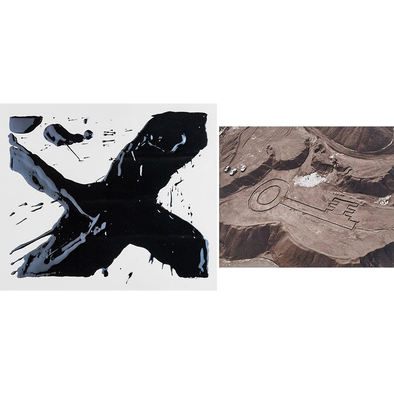 Vik Muniz (Brazilian, b. 1961): Two works of art: After Motherwell (Pictures of Ink) IV, 2002; Iris print with silkscreen varnish (framed); Signed, dated and numbered 20/40; 19" x 21 7/8" (sheet); Key, from Earthworks, 2006; C-print