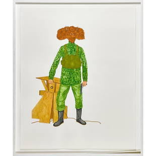 Adam Helms (American, b. 1974): Standing NFA Irregular # 2, 2005; Gouache on paper (framed); 40" x 33" (sheet); Provenance: Private Collection, New York