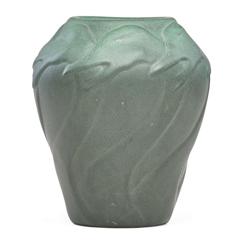 VAN BRIGGLE Early vase w/ geese, 1902 (1 of 3)