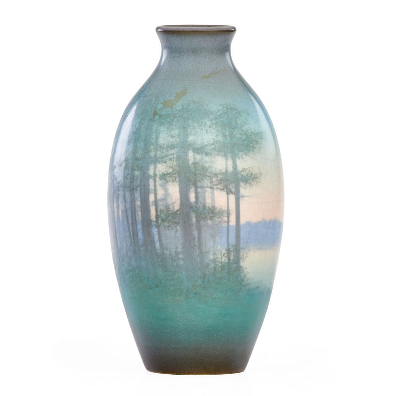 E.T. HURLEY; ROOKWOOD Scenic Vellum vase (1 of 3)