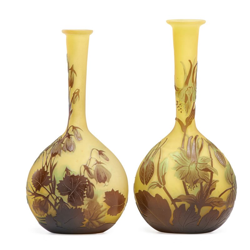 GALLE Two cameo glass vases (1 of 3)