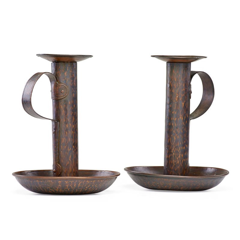 GUSTAV STICKLEY Pair of chambersticks (1 of 4)