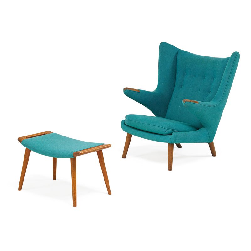 HANS WEGNER Papa Bear chair and ottoman (1 of 6)