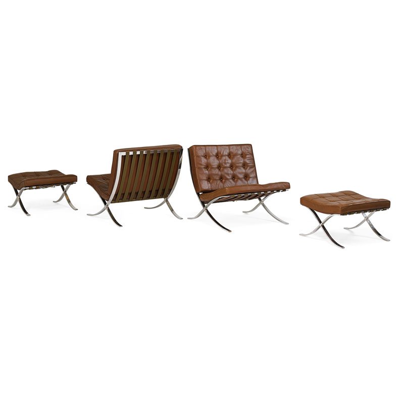 L. MIES VAN DER ROHE Barcelona chairs, ottomans (1 of 6)