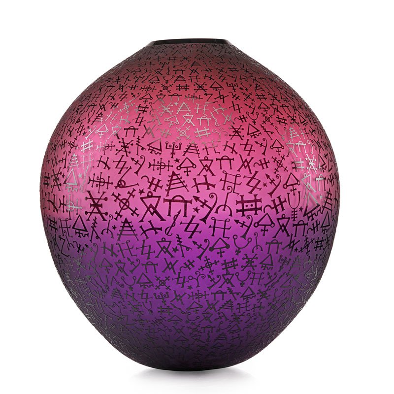 DUNCAN McCLELLAN Massive vase: DUNCAN McCLELLAN (b. 1955) Massive vase, Florida Blown and sandblasted glass Signed 22" x 18"