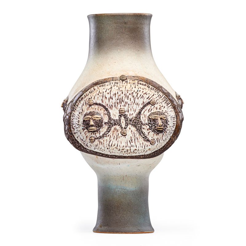 SCHEIER Fine and large early coupe: EDWIN SCHEIER (1910 - 2008) MARY SCHEIER (1908 - 2007) Fine and large early coupe with figures, New Hampshire, 1966 Signed and dated 18 1/2" x 10"