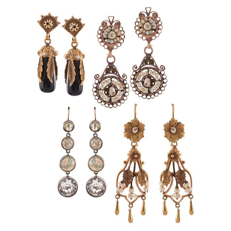 YELLOW GOLD, SILVER, PEARL OR ONYX DROP EARRINGS (1 of 1)