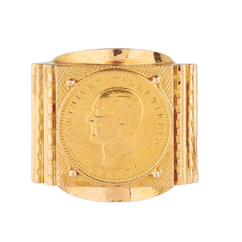 TURKEY 100 KURUSH YELLOW GOLD SCARF RING (1 of 1)