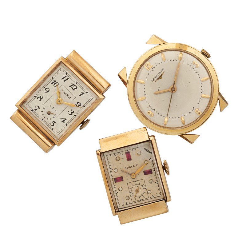 THREE GENTLEMAN'S GOLD MECHANICAL WRISTWATCHES (1 of 1)